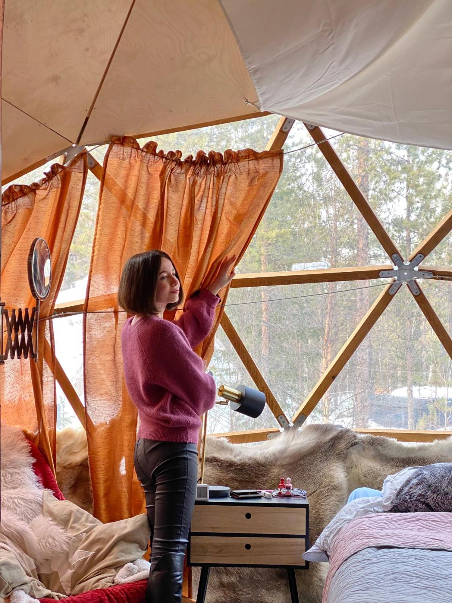 Aurora Igloo Fireplace-Heated Tents In A Secret Forest With Private Jacuzzi And Shared Sauna Bathroom And Dog Friendly Rovaniemi Zewnętrze zdjęcie
